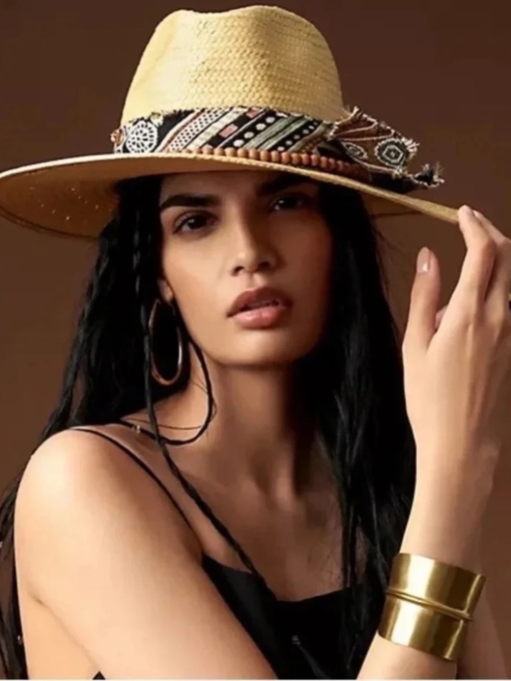 Anthropologie Scarf Trimmed Rancher Hat